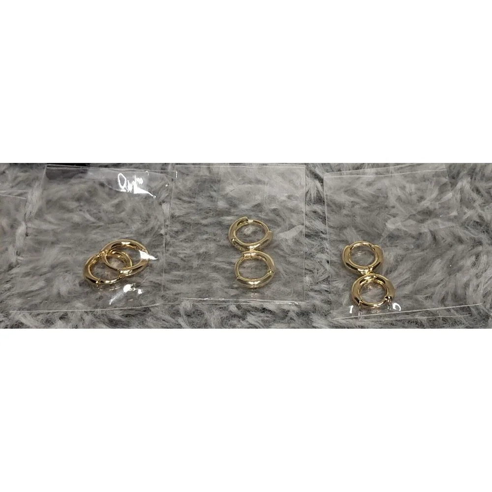 New Besteel Small Round Huggie Hoop Earrings Gold Plated Hypoallergenic Light - Picture 2 of 7